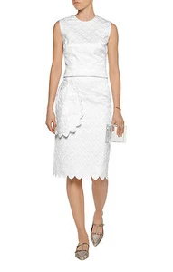 NWT 1.3K Simone Rocha White Quilted Cotton-Blend Brocade Skirt, UK 8 (S to M) - Picture 1 of 11