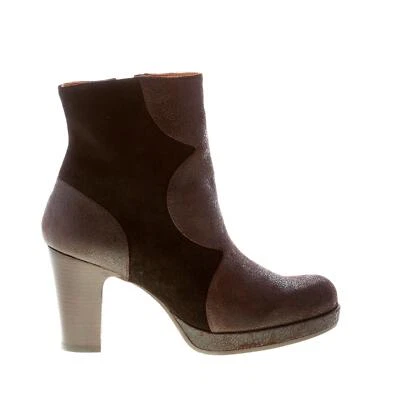 CHIE MIHARA women shoes brown leather and black suede Ju-Carel ankle boot zip - Image 1 of 4