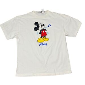 Disney Store Embroidered Tee Shirt Mens SZ XL Mickey Mouse Whistling Rare Design