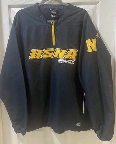 US Naval Academy Jacket Mens Sz L Blue  USNA Annapolis Navy Windbreaker Cover