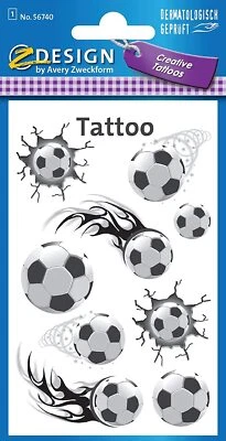 AVERY ZWECKFORM Kinder Tattoo Fussball Klebe Aufkleber Sticker Karneval Halloween Geburtstag neu