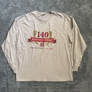 Kentucky Derby 140 Churchill Downs 2014 Mens Beige Long Sleeve T-Shirt  Size XL - Picture 1 of 5