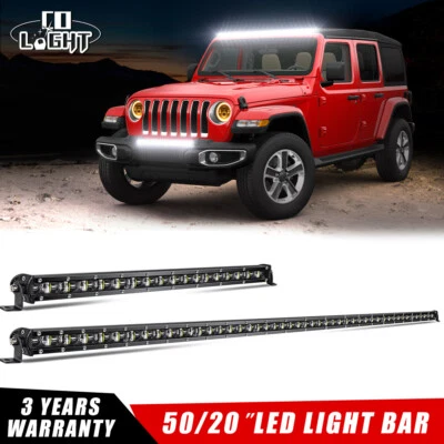 50'' inch LED Light Bar + 20'' Combo Kit for Jeep Wrangler JK TJ YJ CJ 4WD Truck - Image 1 of 4