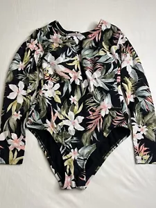 Kona Sol Women's Long Sleeve One Piece Swimsuit Rash Guard Swimwear Size M 8-10 - Picture 1 of 7