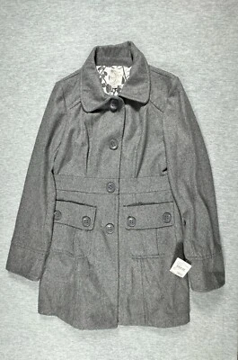 Chaqueta de Tul Anthroplogie Peacoat para Mujer XL Gris Abotonada Mezcla de Lana Nueva Foto 1 de 4