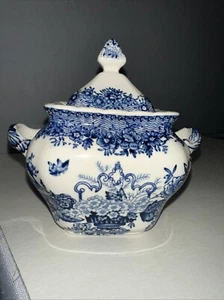Masons Visia English China ironstone lidded sugar bowl Blue - Picture 1 of 10