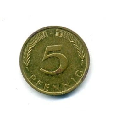 Moneda de 5 peniques Alemania 1973-J dinero mundial vintage Foto 1 de 2