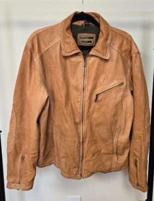 Chaqueta Robert Comstock Vertical Marrón Cuero Genuino Talla M Foto 1 de 4