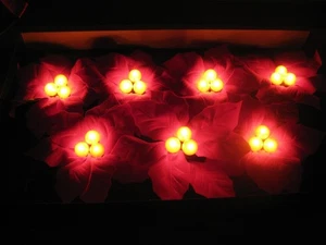 Vintage String of 21 Lights with 7 Red Poinsettias NIB KMART Holiday Lights 1992 - Picture 1 of 9