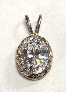 Colgante de plata de ley 925 y circonita cúbica firmada por Estate DQ Diamonique QVC - Imagen 1 de 9