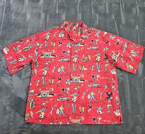 Vintage HEET Camp Shirt Men's Large  Happy Campers Allover Print  80's  - Picture 1 of 11
