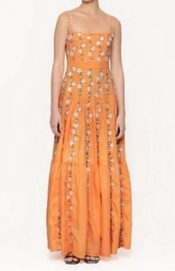 Agua By Agua Bendita Curandera Lima Sabanero Dorado Linen Maxi Dress Size Small - Picture 1 of 12