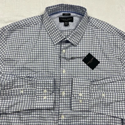 NWT Pronto Uomo Mens Dress Shirt 2XLT XXLT Blue Gray Modern Fit Cotton - Image 1 of 4