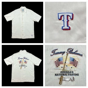 Tommy Bahama Texas Rangers MLB Baseball Button Front Silk Shirt Mens Size Medium - Picture 1 of 17