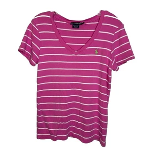 Ralph Lauren Talla XL Top Rosa Blanco Rayas Preppy Mujer DEFECTO-apilamiento - Imagen 1 de 8