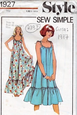 1977 Vintage Sewing Pattern B36" DRESS (2393) Style 1927 - Image 1 of 3
