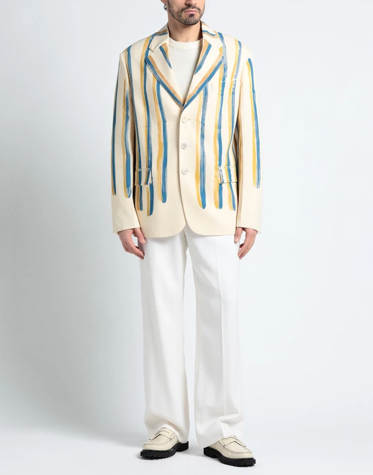 RRP€1785 MARNI Wool Crepe Blazer Jacket IT48 US38 M Brush Stripes Made in Italy - Image 1 of 4