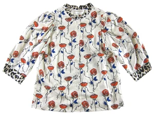 LA PRESTIC OUISTON 100 % Seide Rose Leopard Toute Femme Knopfleiste Bluse 1/Small - Bild 1 von 5
