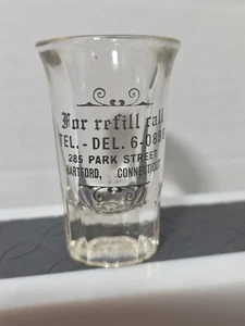 1940s Antique Advertising 12 Panel Shot Glass : Park St. Hartford CT Connecticut - Picture 1 of 10