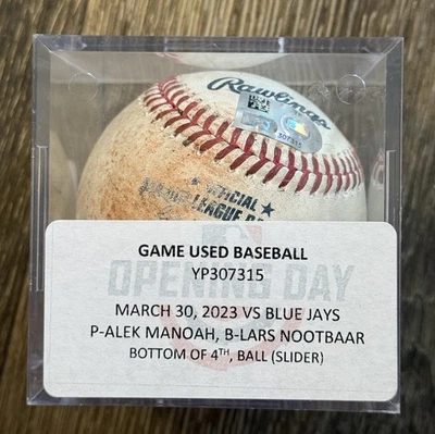 Jordan Walker MLB DEBUT Game Used Baseball 3/30/23 St Louis Cardinal Opening Day - Image 1 of 4