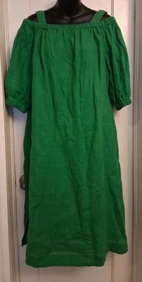Vestido Chicos 100% Lino Hombro Descubierto Verde Mujer Talla 2 - US 12/14 Foto 1 de 4