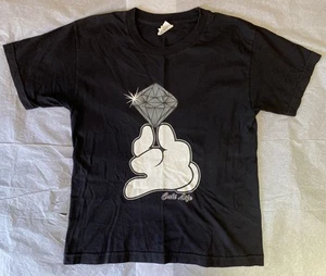 Cali Life Black T Shirt with Mickey Mouse Hand Glove Diamond Graphic Youth Large - Picture 1 of 14