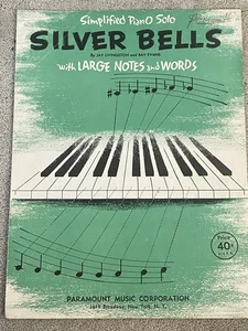 1952 SILVER BELLS Sheet Music EASY BIG NOTES Piano CHRISTMAS CAROL by Livingston - Picture 1 of 3