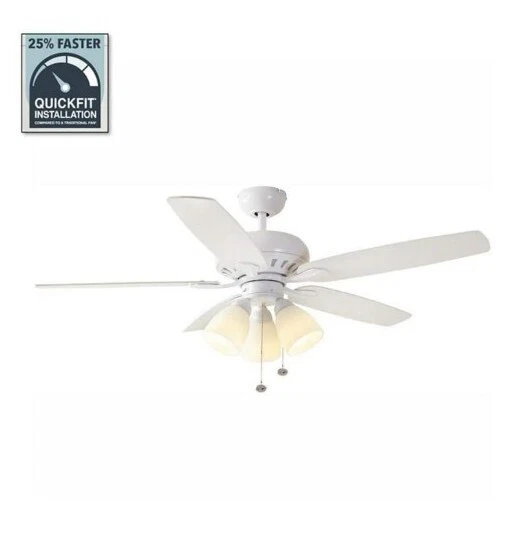 NEW!! HAMPTON BAY Rockport 52 in. Indoor LED Matte White Ceiling Fan with Light - Image 1 of 4
