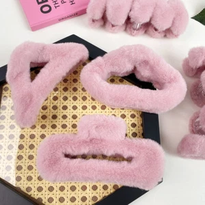 Frauen große Plüsch Haarspangen Kralle Kunstfell Haarnadel Haarspange flauschig Wolkenform - Bild 1 von 18