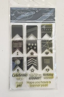 Technique Tuesday Photopolymer Stamp Set Banner Up Celebrate Good Job Winner USA - Image 1 of 4