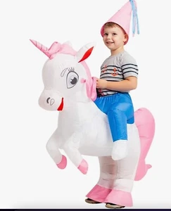 Kids Unicorn Costume Ride on Blow Up Inflatable- Up to 48" - Picture 1 of 4