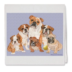 Bulldogge Familie Deko Baumwolle Küche Geschirrtuch, Haustier Geschenk - Bild 1 von 1
