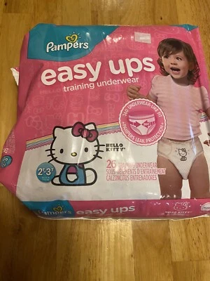 Hello Kitty Pampers Easy Ups 复古训练内衣 2t-3t 26 全新 未开封  — 第 1/3 张图片