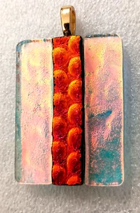 Hand Made Artist J Miller Signed Abstract Dicroic Glass Pendant Necklace New JM8 - Picture 1 of 5
