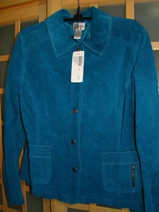 Chico's Turquoise Blazer Style Genuine Suede Jacket, NWT Size Women's 1 - Picture 1 of 8