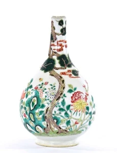 19C Chinese Enamel Famille Rose Porcelain Vase Flower Pine Wild Goose AS IS - Picture 1 of 14
