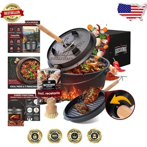 High-Performance 9QT Pre-Seasoned Dutch Oven - Includes Lid Lifter & Recipe Book - Picture 1 of 9