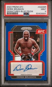 Panini Prizm UFC Signatures 2022 SGDBR DEREK BRUNSON BLUE PRIZM PSA 9, POP 1/49 - Imagen 1 de 2
