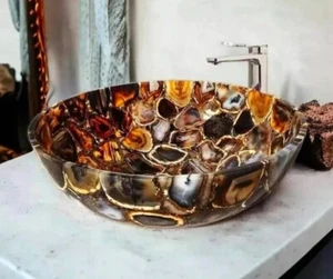 16 x 16 Inches Round Natural wild Agate Basin / wash basin - Picture 1 of 4