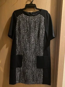 M&S, Black shift dress with feature panel, size 14. New - Picture 1 of 5