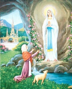 Our Lady of Lourdes Blessed Virgin Mary Roman Catholic Icon - Picture 1 of 2