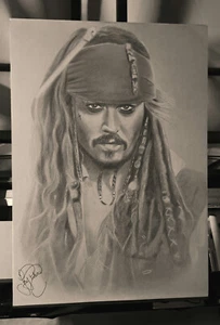 Jack Sparrow Art Print Pirates of Caribbean A3 Size Johnny Depp Picture Canvas - Picture 1 of 13