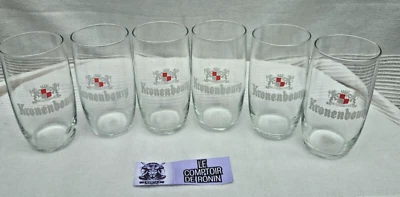 Lot de 6 verres à bière KRONENBOURG 0.25L Made In France Vintage - Bar - Bistrot - Photo 1/3