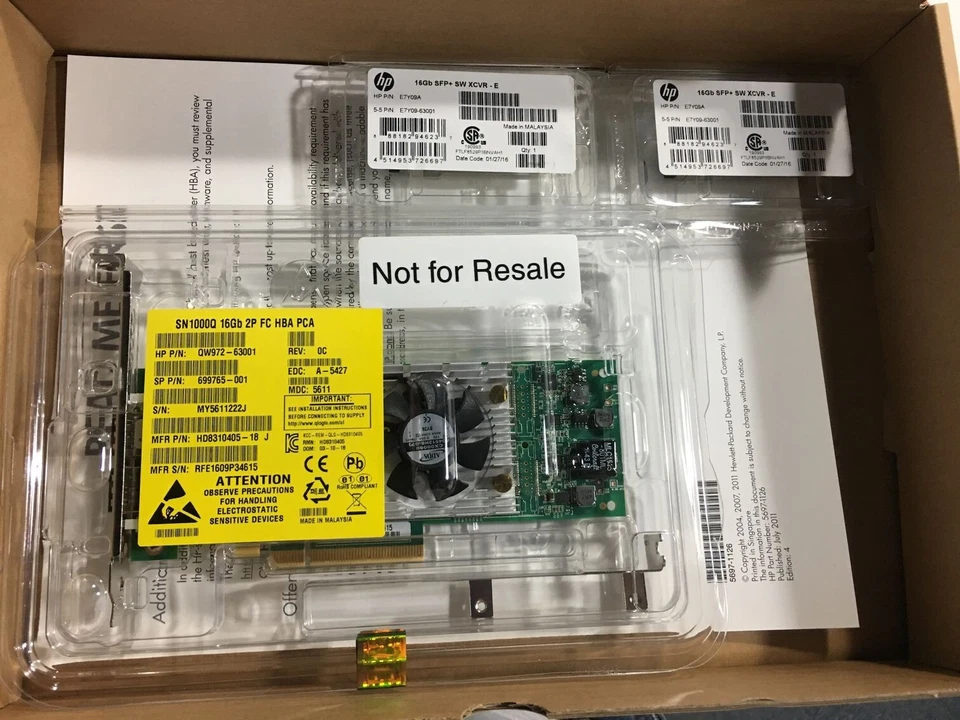 QW972A HP StoreFabric SN1000Q 16GB 2-port PCIe FC HBA 699765-001 Both brackets - Image 1 of 4