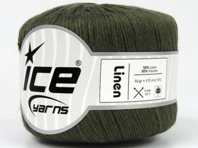 Hilos de hielo de lino caqui verde 81175 finos, peso deportivo 50 gr 191 yardas lino viscosa Foto 1 de 4