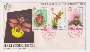(indonesia)1970 Sc B223/5 set,insects on FDC w31 - Picture 1 of 3