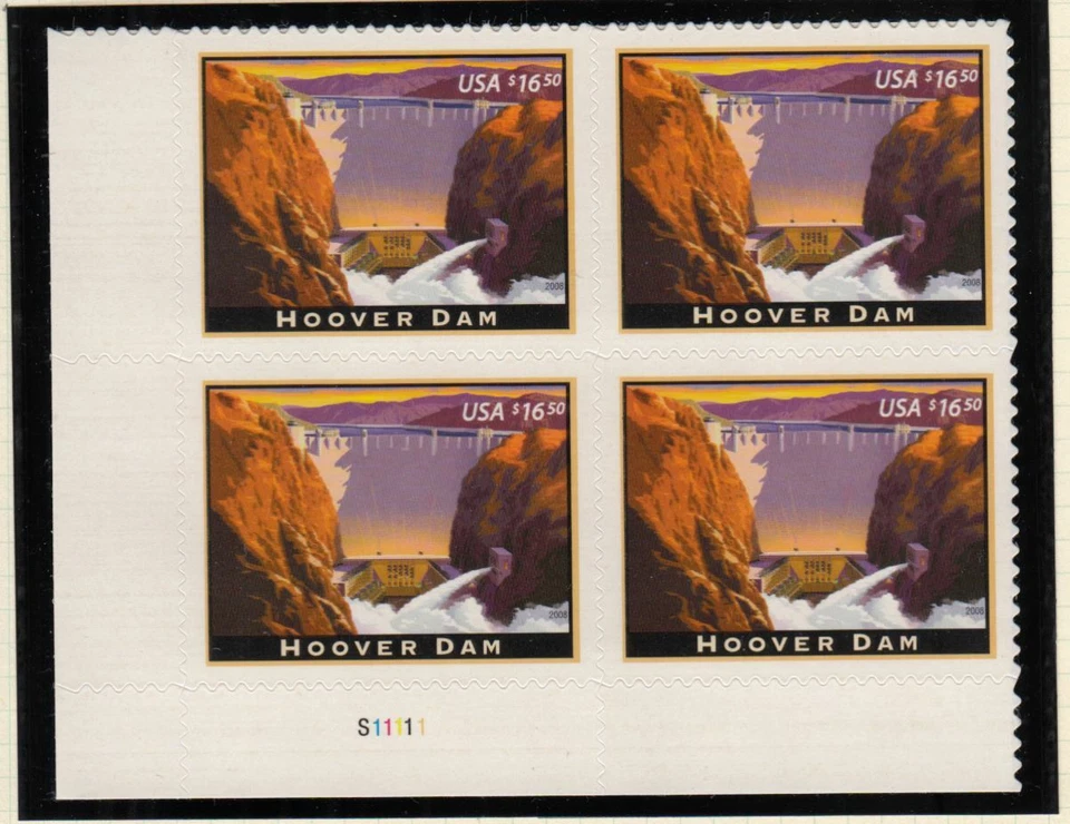 2008 Sc 4269 Hoover Dam PLATE BLOCK of 4 self-adhesive  CV $140 - Image 1 of 1