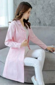 Women Nurse Dress Female Doctor Beautician Lab  Long Coat  Work Clothes 4Colors - Picture 1 of 12