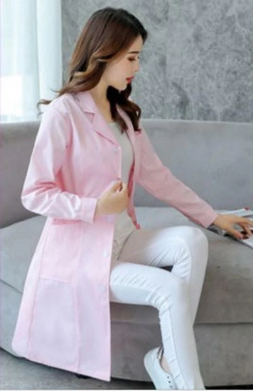 Women Nurse Dress Female Doctor Beautician Lab  Long Coat  Work Clothes 4Colors - Image 1 of 4