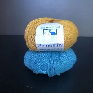 2 Skeins Elsebeth Lavold Yarn Hempathy Designers Choice 1 Yellow 1 Blue 50 gr ea - Picture 1 of 4